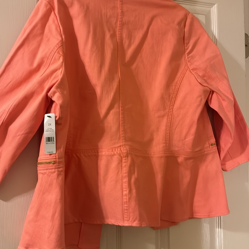 NWT New Directions Peach Open Front Size 2X Jacket With Gold Hardware No Pockets - Picture 9 of 10